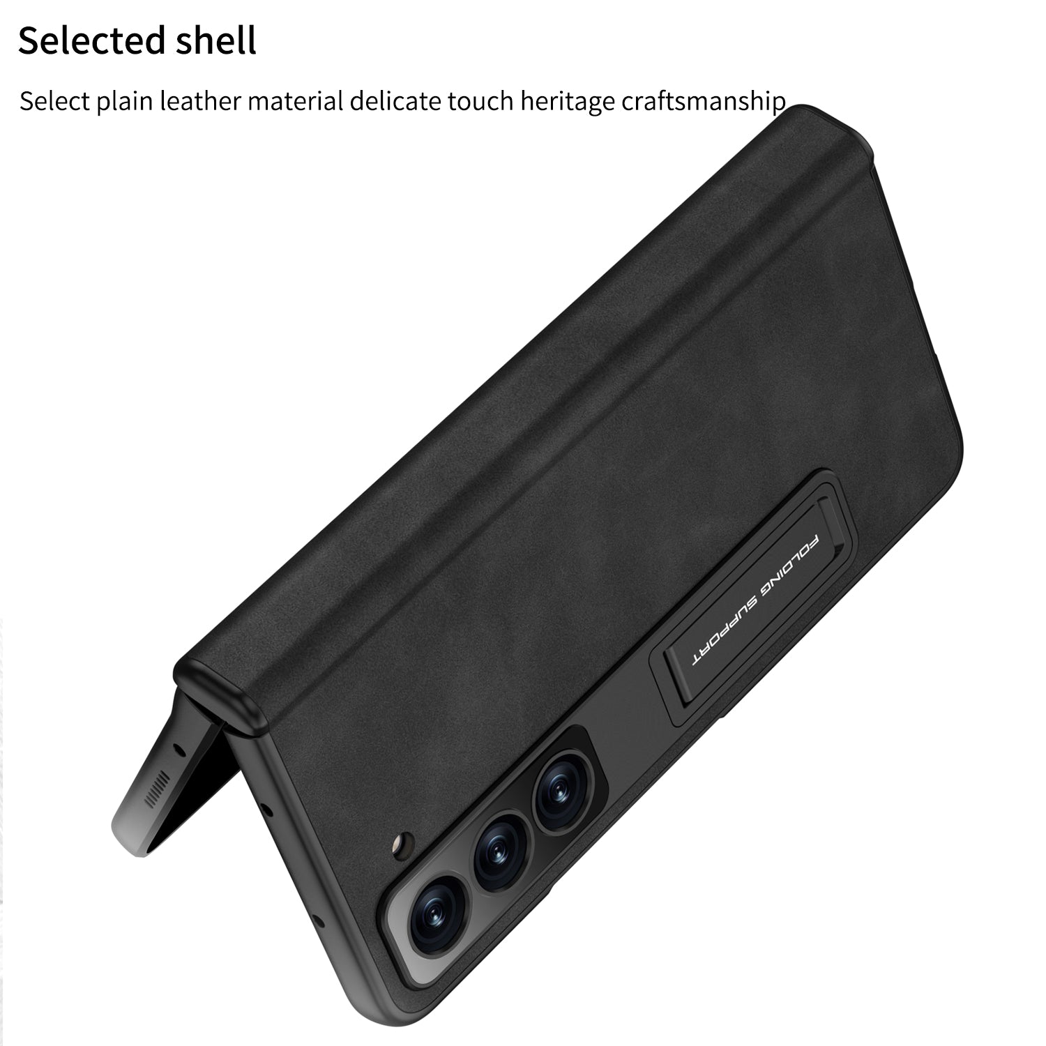 GKK Phone Case for Samsung Galaxy Z Fold5 5G Cover Leather PC Kickstand Shell with Front Screen Film
