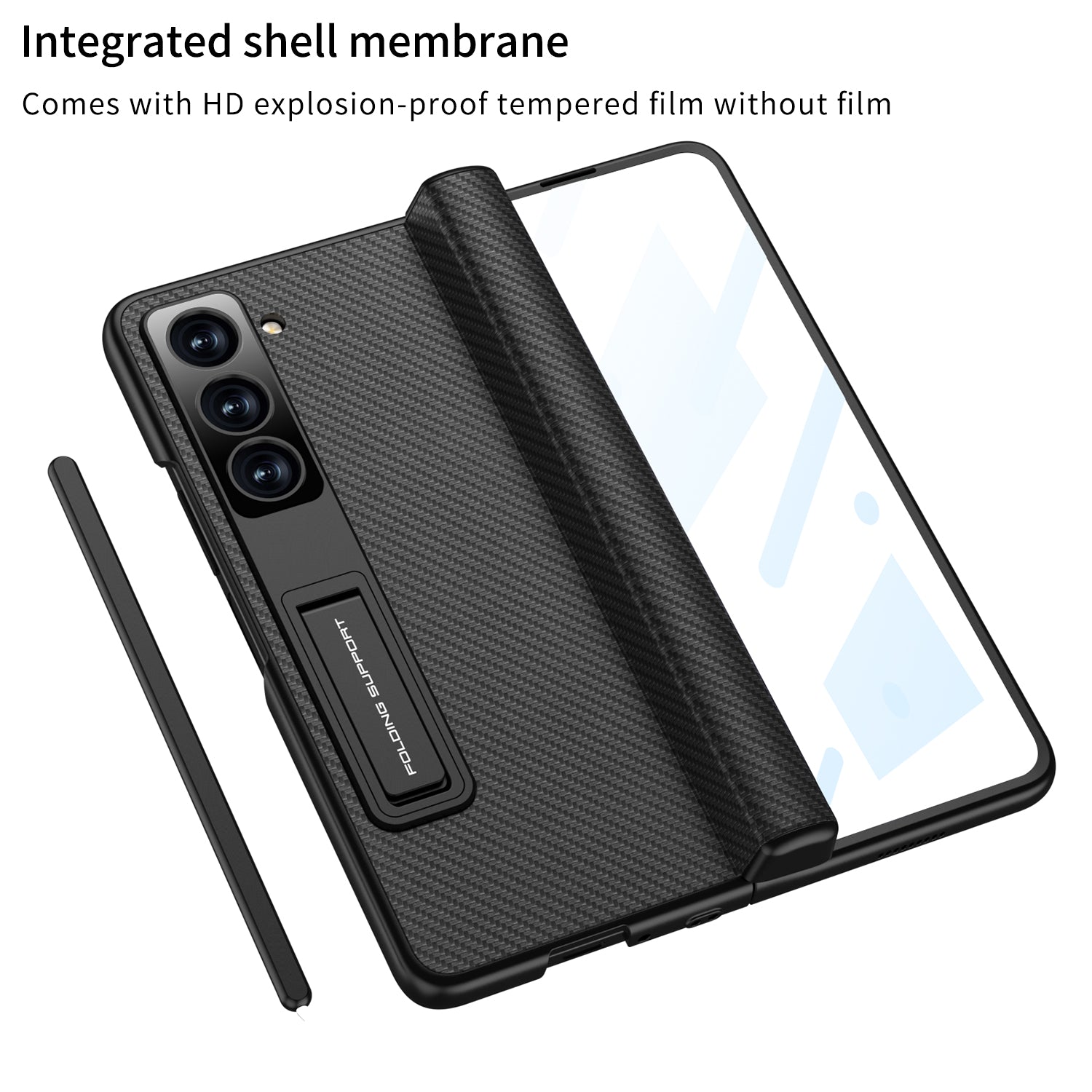 GKK For Samsung Galaxy Z Fold5 5G Cover Leather PC Pen Box Phone Case with Front Screen Film