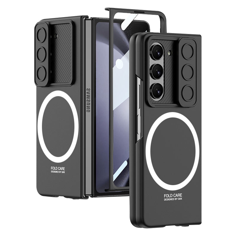 GKK For Samsung Galaxy Z Fold5 5G Case Compatible with MagSafe Camera Slider PC Phone Cover with Screen Film