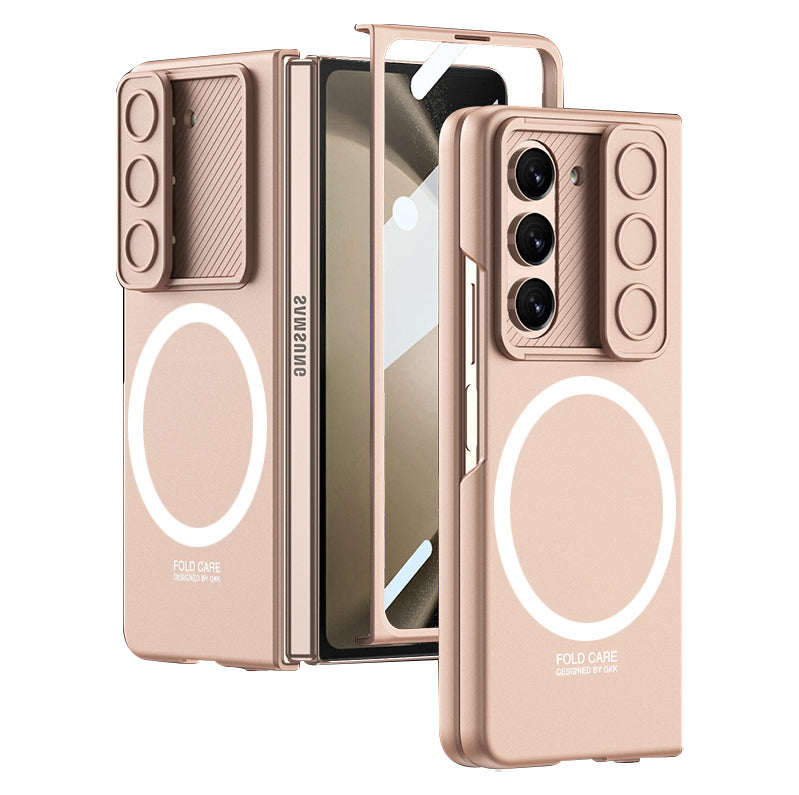 GKK For Samsung Galaxy Z Fold5 5G Case Compatible with MagSafe Camera Slider PC Phone Cover with Screen Film