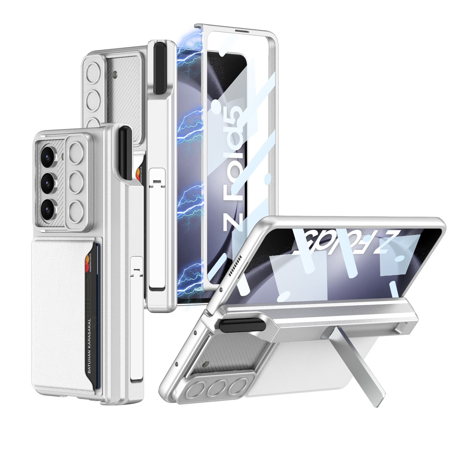 GKK For Samsung Galaxy Z Fold5 5G Case PC Phone Cover with Card Holder Screen Film