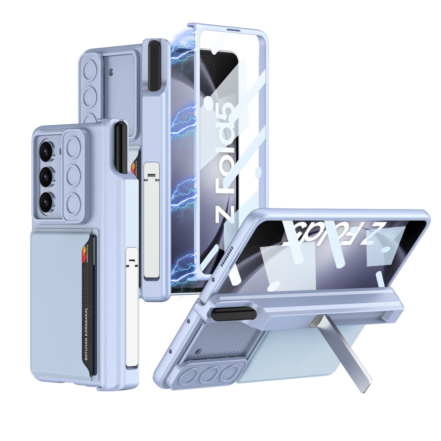 GKK For Samsung Galaxy Z Fold5 5G Case PC Phone Cover with Card Holder Screen Film