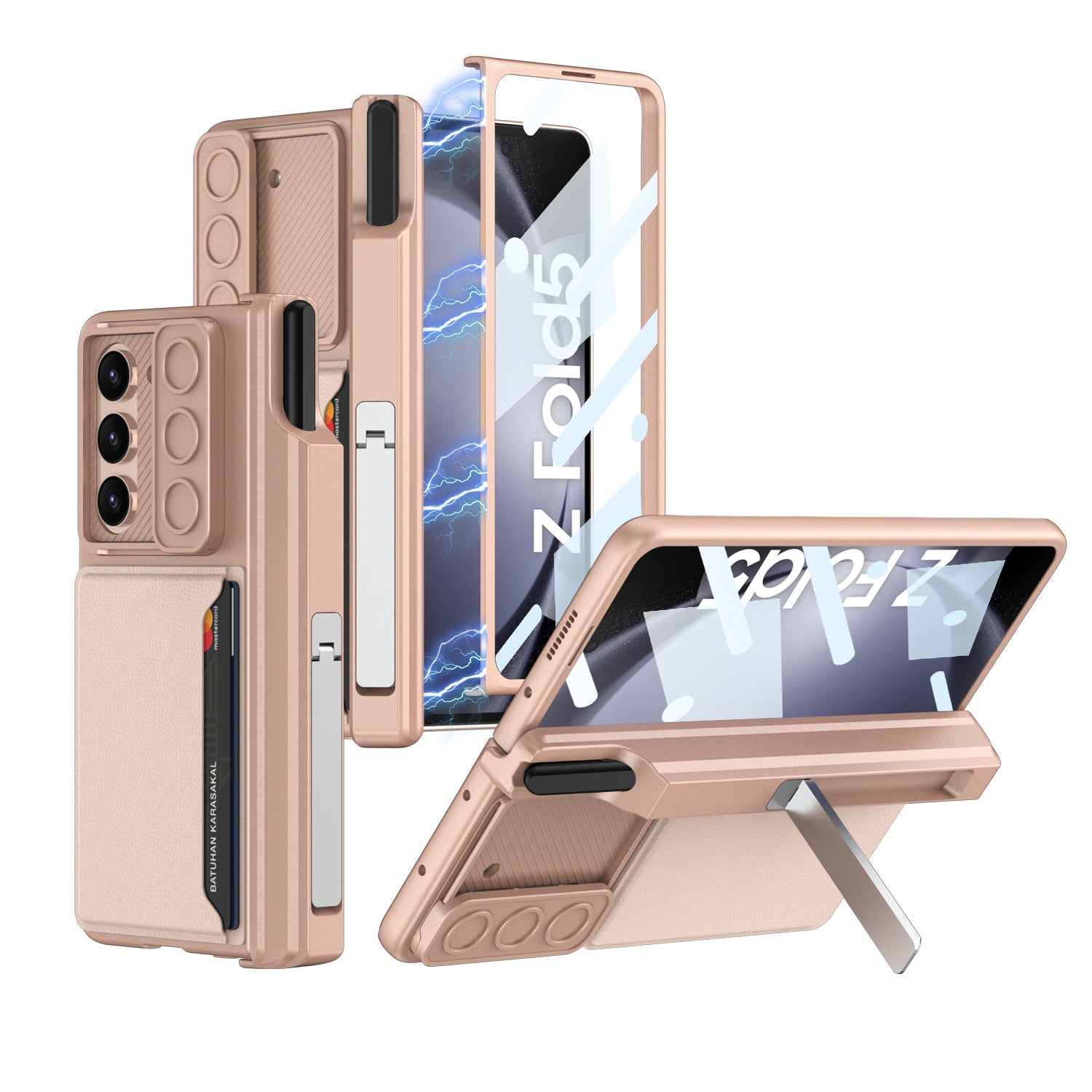 GKK For Samsung Galaxy Z Fold5 5G Case PC Phone Cover with Card Holder Screen Film