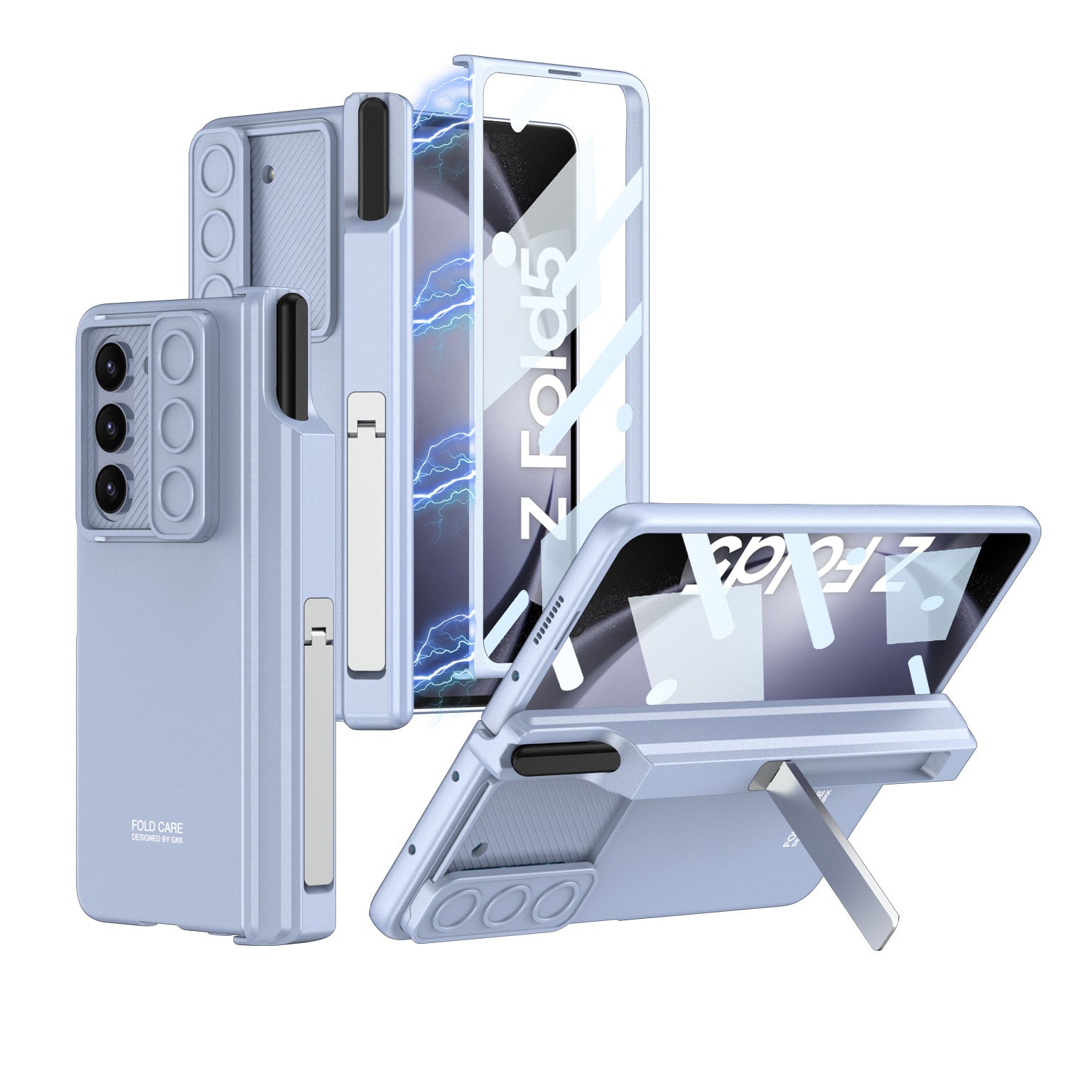 GKK For Samsung Galaxy Z Fold5 5G Case PC Kickstand Phone Cover with Screen Film
