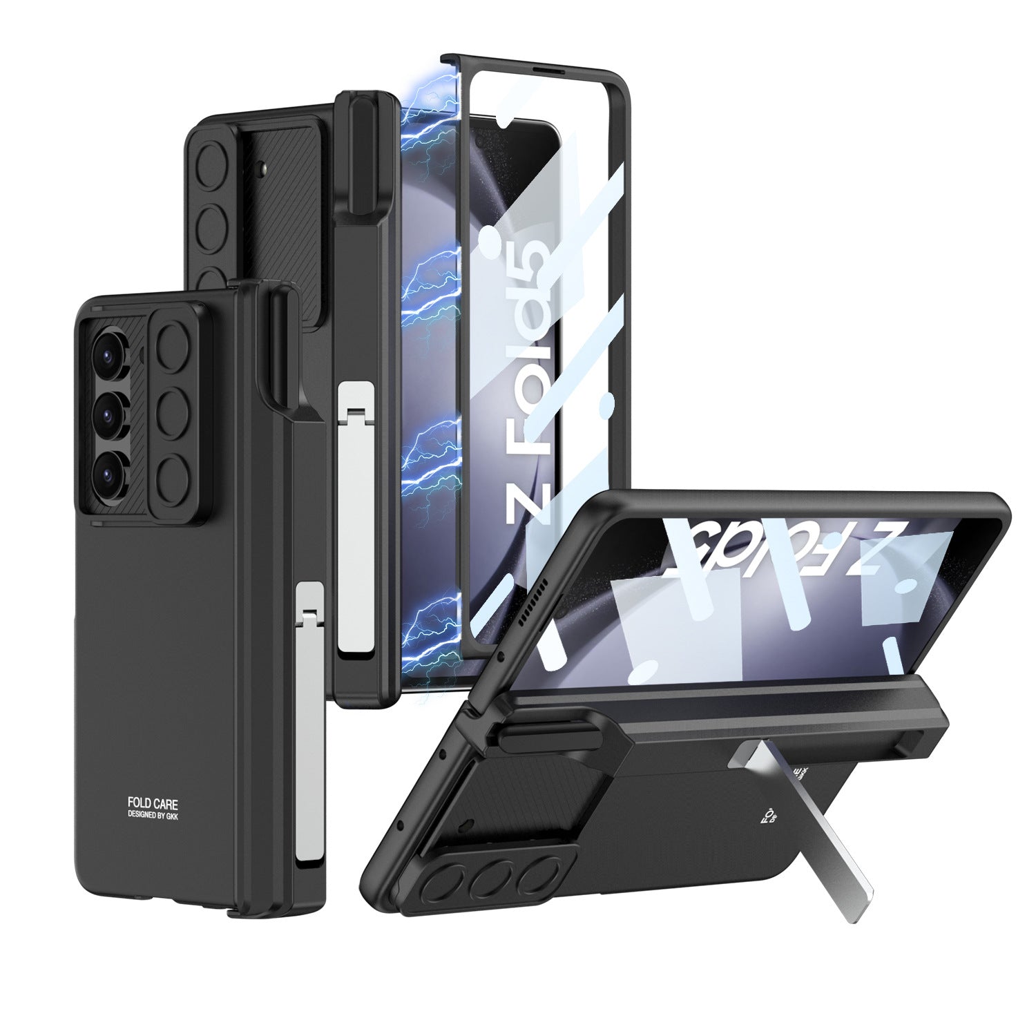 GKK For Samsung Galaxy Z Fold5 5G Case PC Kickstand Phone Cover with Screen Film