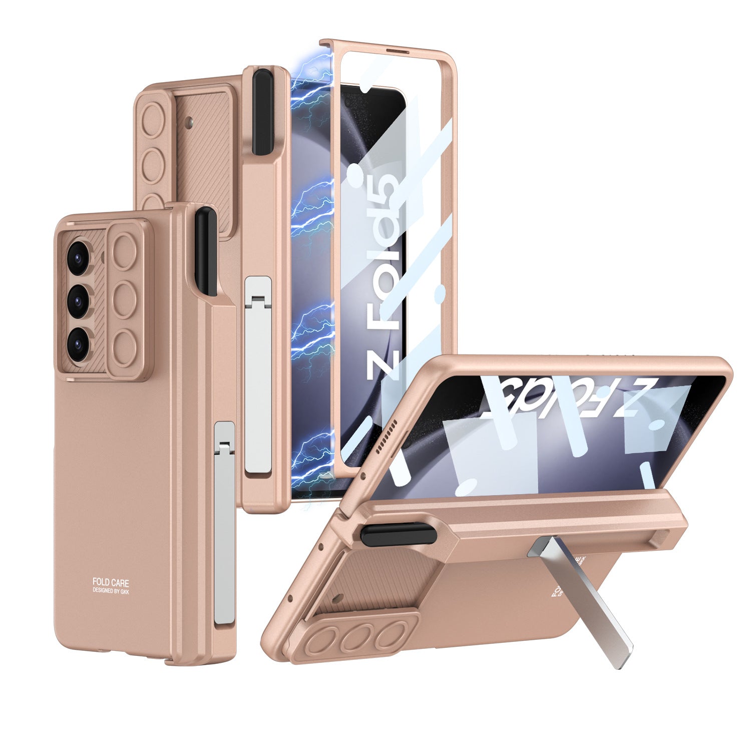 GKK For Samsung Galaxy Z Fold5 5G Case PC Kickstand Phone Cover with Screen Film