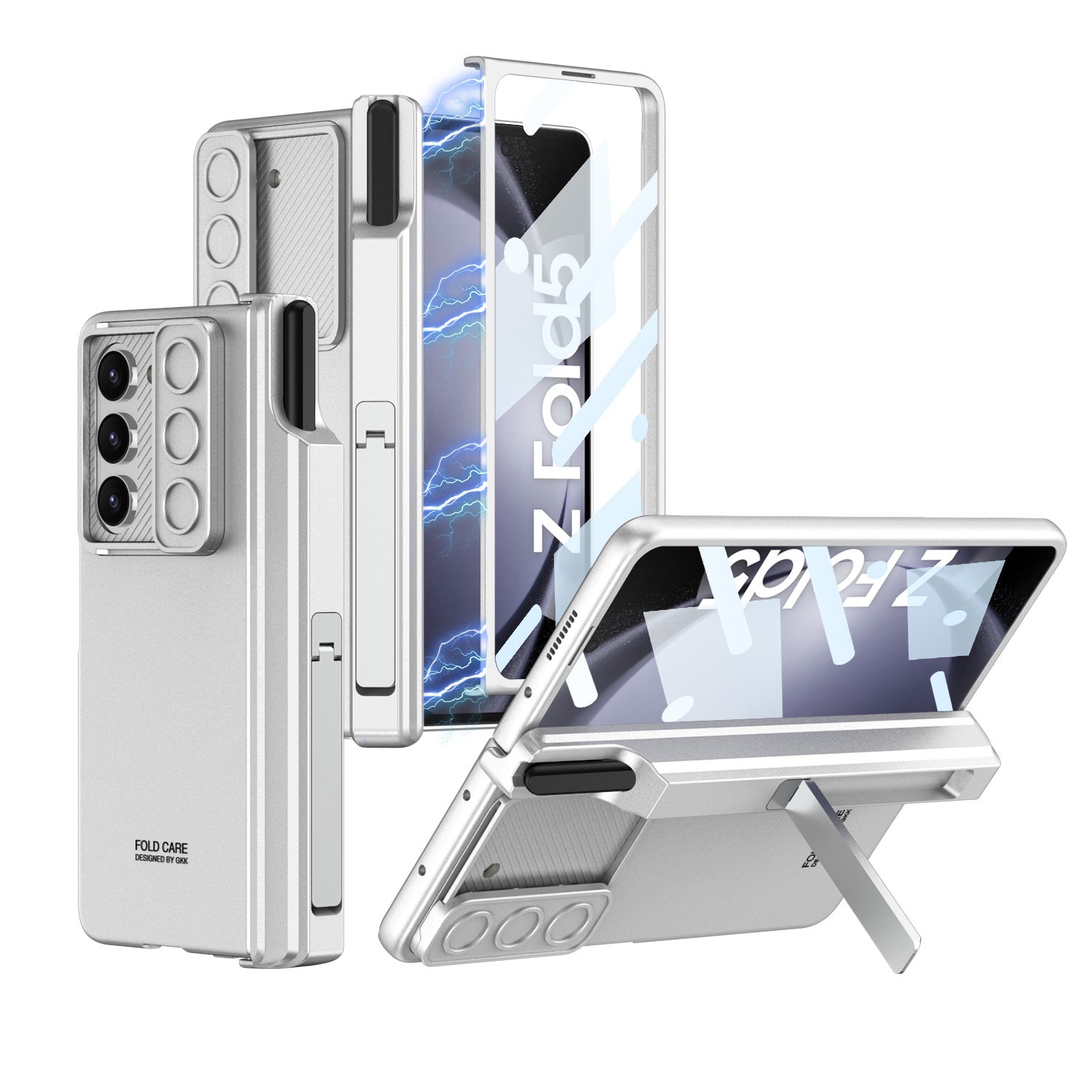 GKK For Samsung Galaxy Z Fold5 5G Case PC Kickstand Phone Cover with Screen Film
