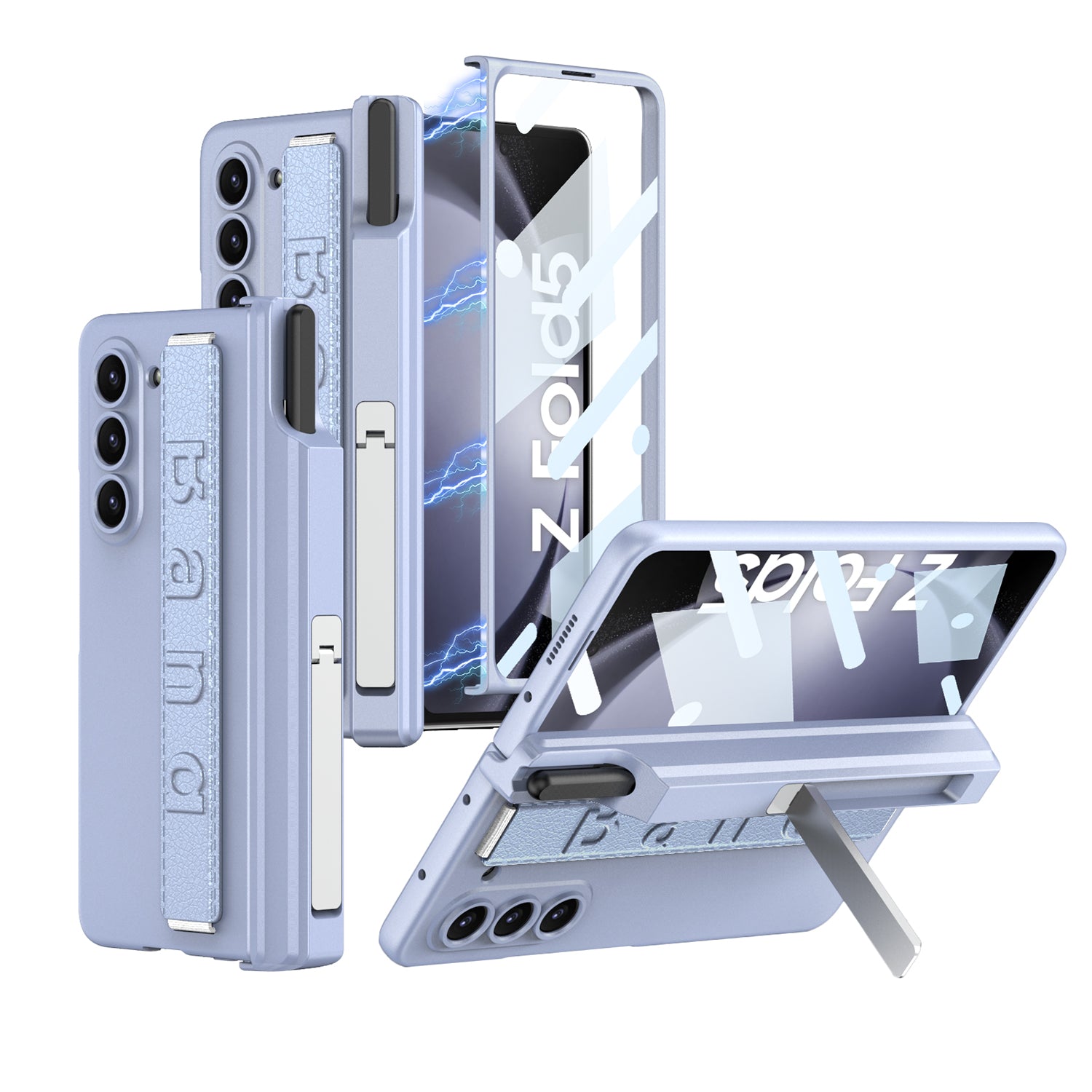 GKK For Samsung Galaxy Z Fold5 5G Case PC Wristband Phone Cover with Screen Film Pen Holder