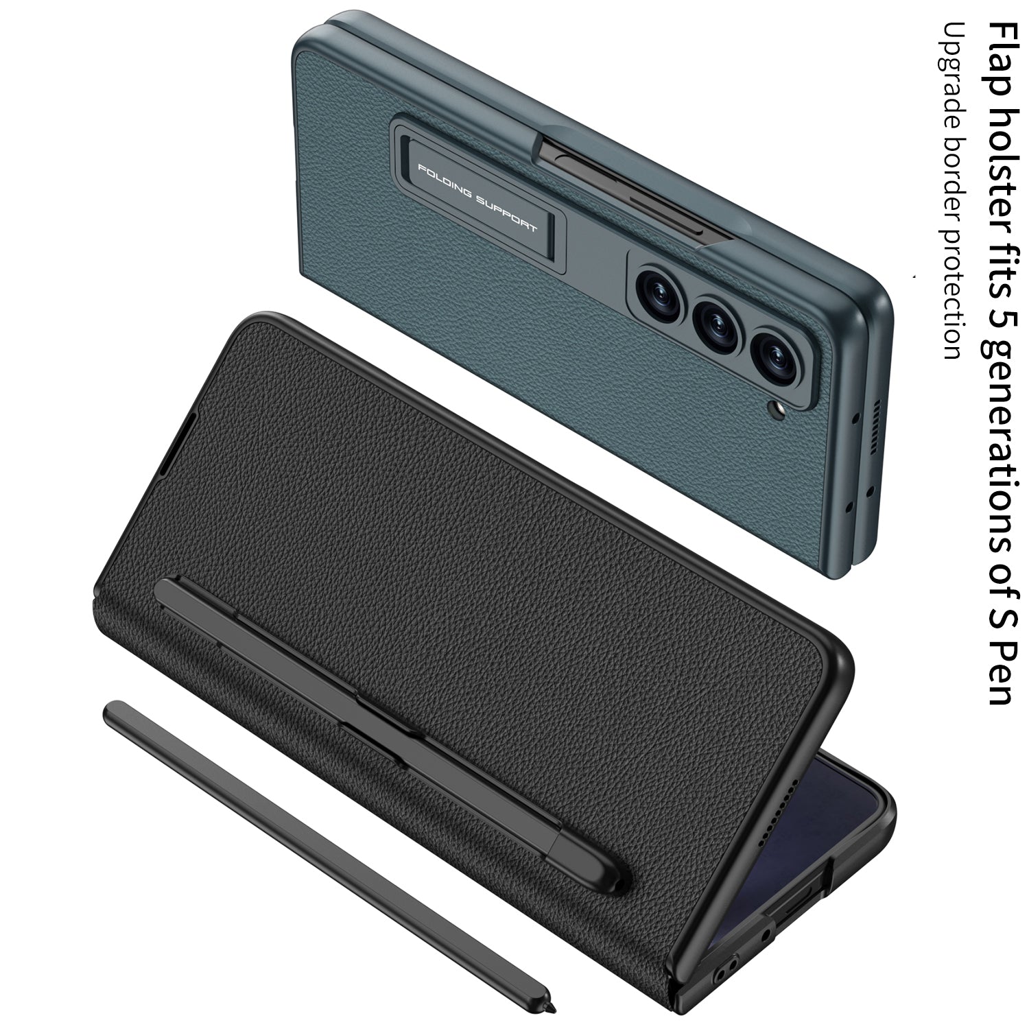 GKK For Samsung Galaxy Z Fold5 5G Case PU Leather Phone Cover with Pen Slot Screen Protector