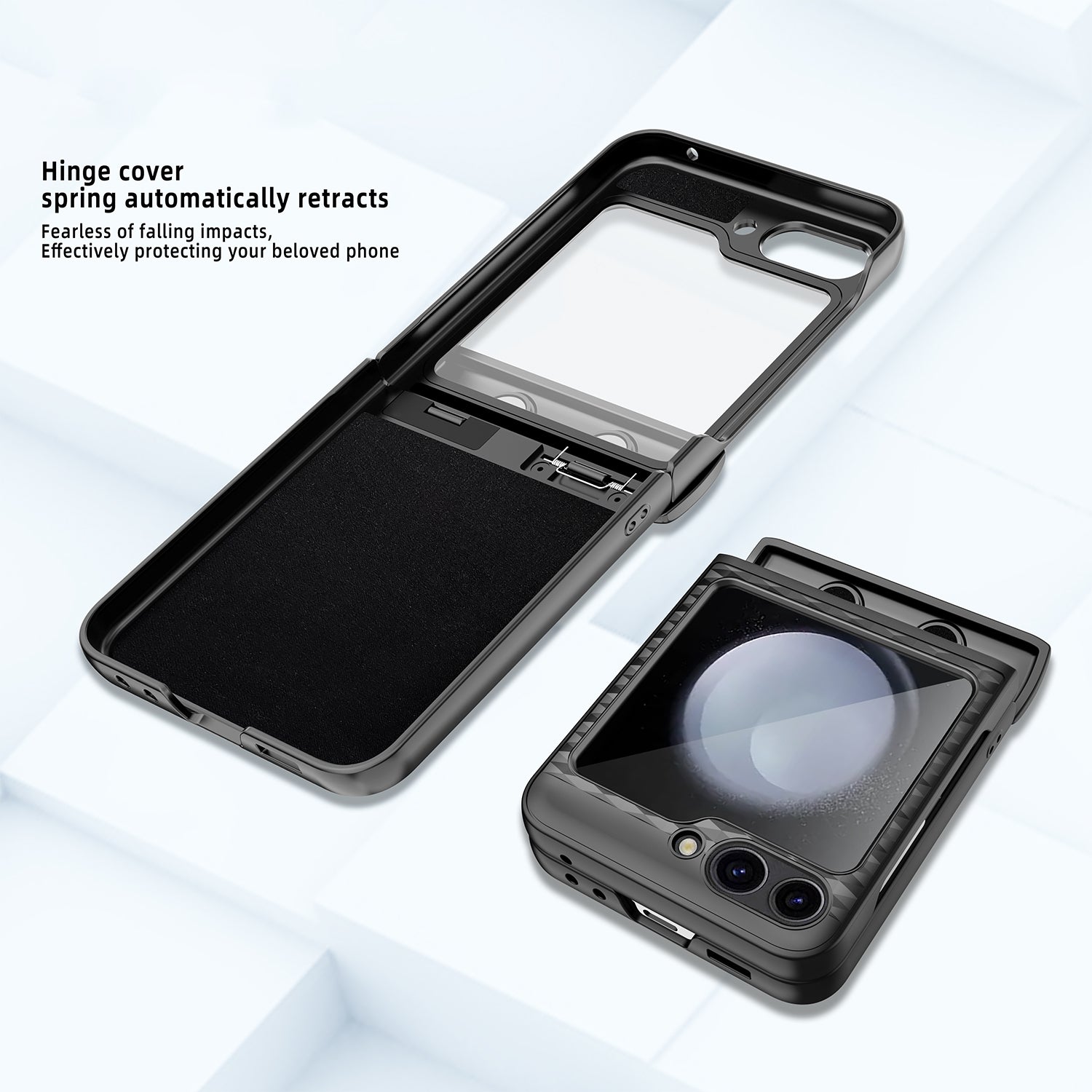 For Samsung Galaxy Z Flip5 5G Case Magnetic Spring Link Hinge Phone Cover with Tempered Glass Screen Film