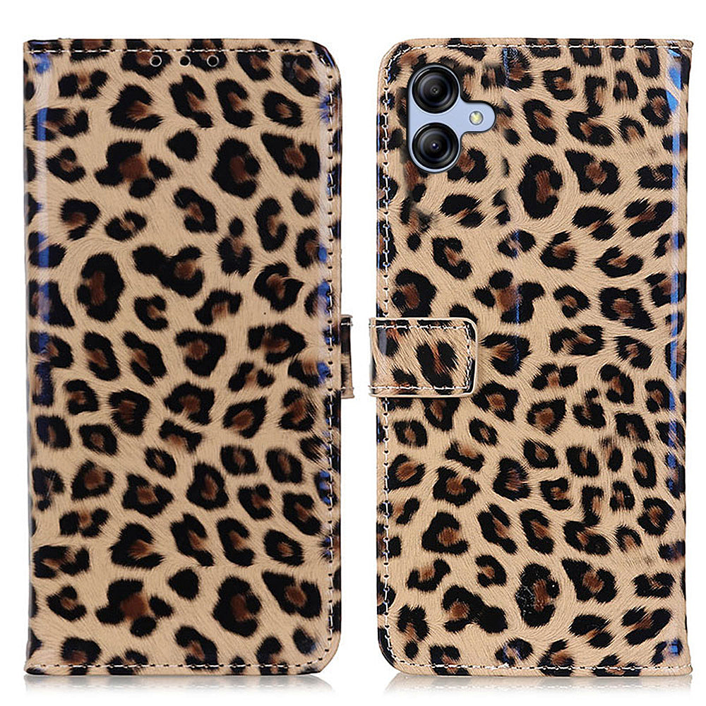 For Samsung Galaxy A05 4G Case PU Leather Stand Wallet Phone Cover - Leopard Pattern