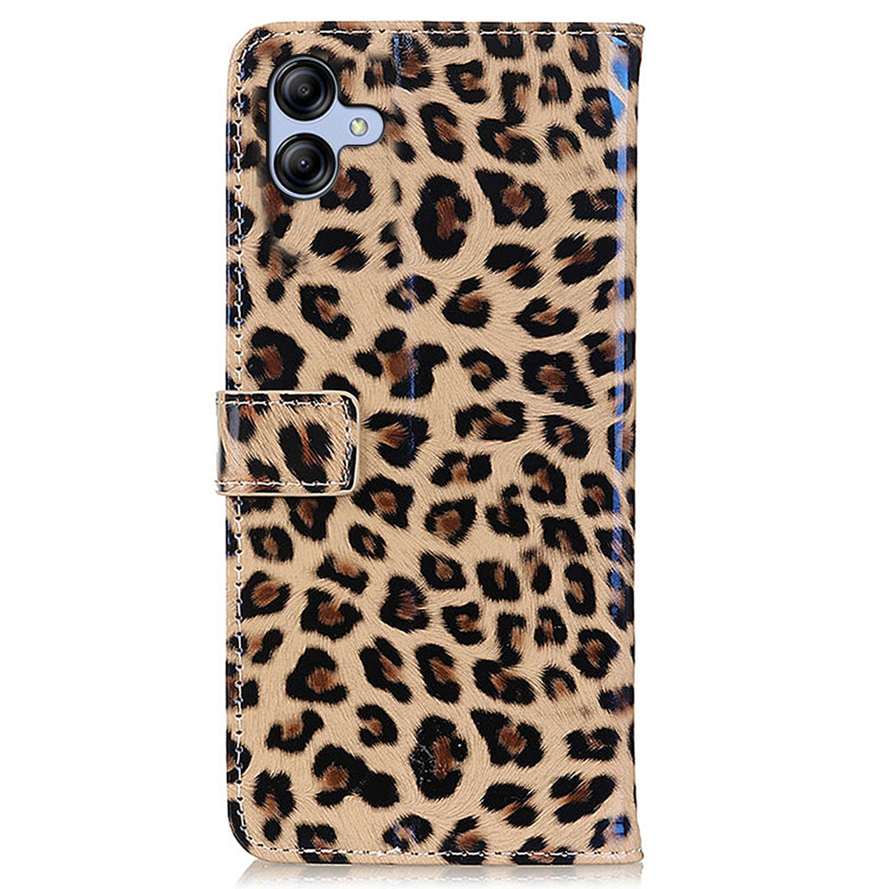 For Samsung Galaxy A05 4G Case PU Leather Stand Wallet Phone Cover - Leopard Pattern