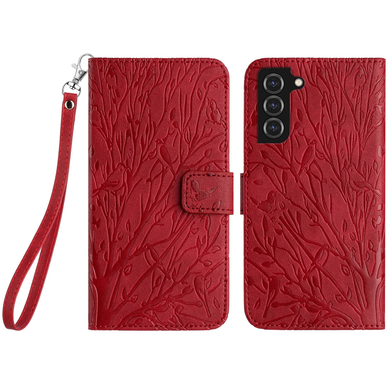 For Samsung Galaxy S22 5G Case Wallet Stand Imprinted PU Leather Phone Cover