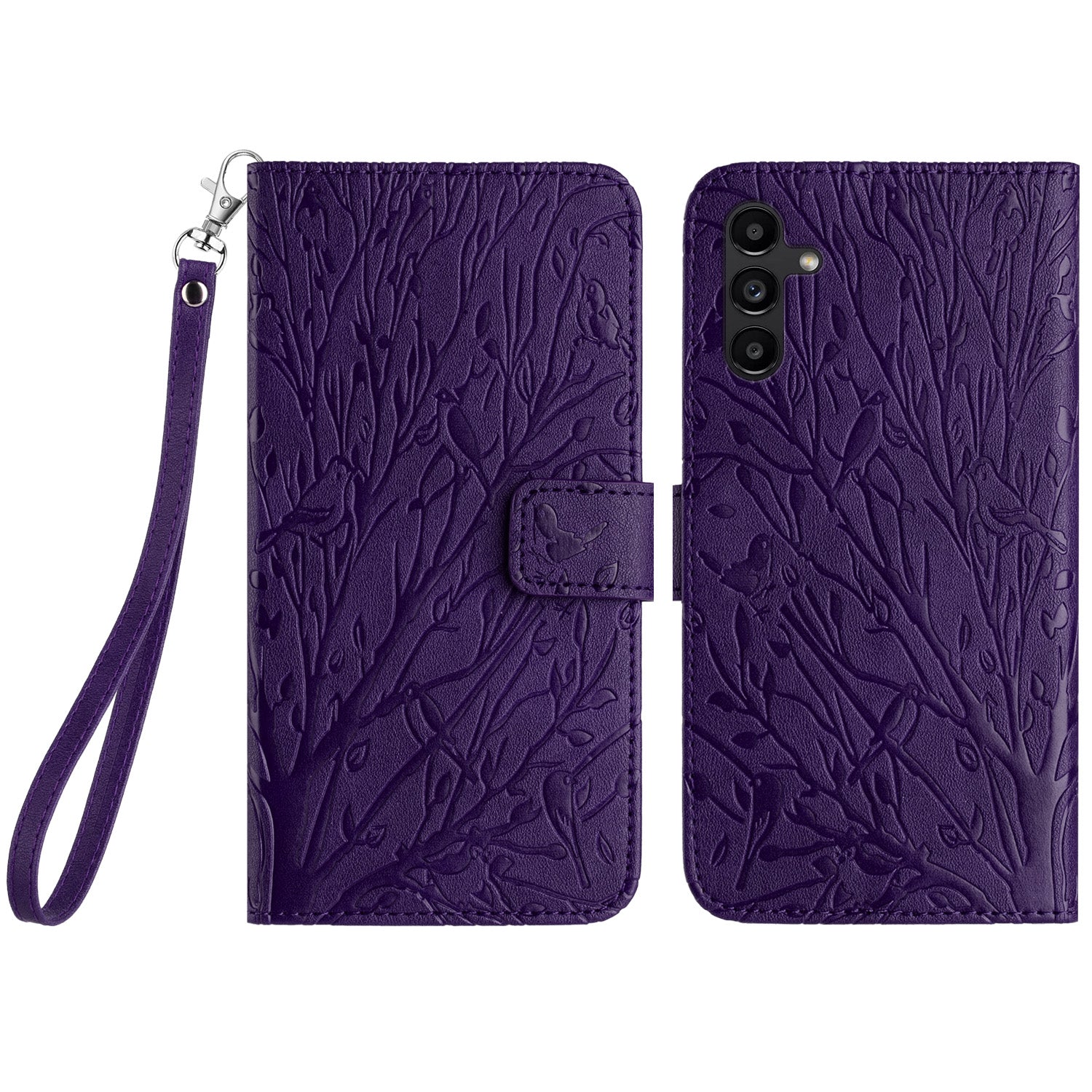 Til Samsung Galaxy A54 5G etui Tree Bird Imprinted Wallet læder telefoncover