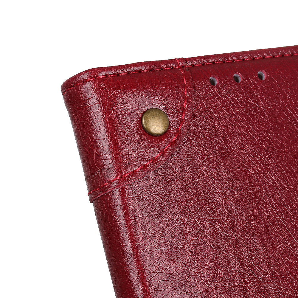 For Samsung Galaxy A05s 4G Case PU Leather Brass Button Decor Phone Cover Wallet with Stand