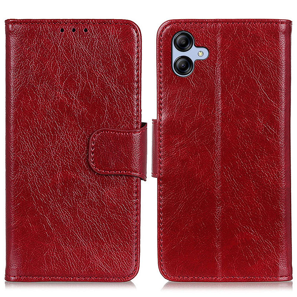 For Samsung Galaxy A05 4G Case Nappa Texture Split Leather Foldable Stand Phone Cover