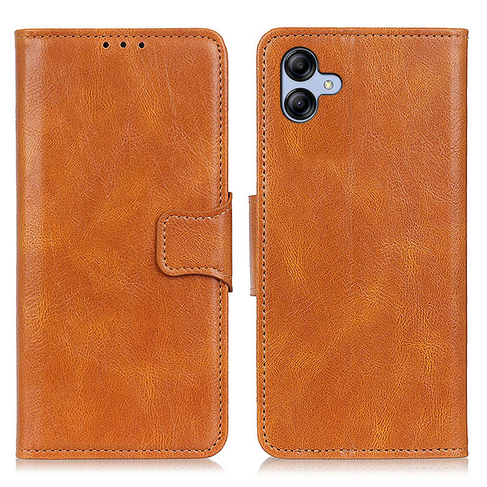 For Samsung Galaxy A05 4G Case PU Leather Shell Crazy Horse Texture Phone Cover