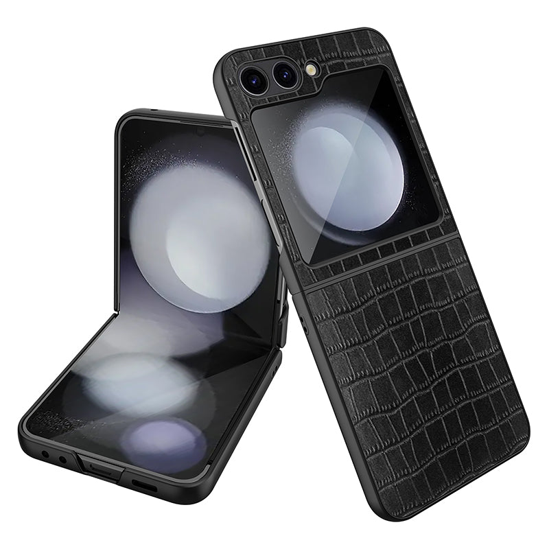 For Samsung Galaxy Z Flip5 5G Case Protective Crocodile Texture PU PC Phone Cover