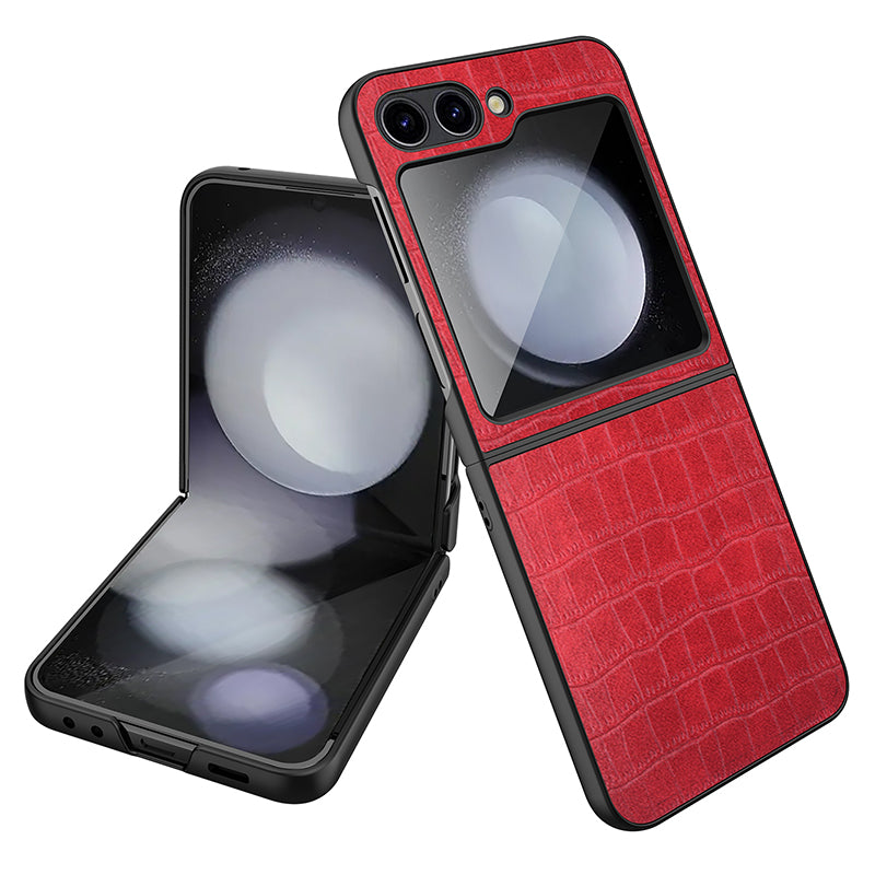 For Samsung Galaxy Z Flip5 5G Case Protective Crocodile Texture PU PC Phone Cover