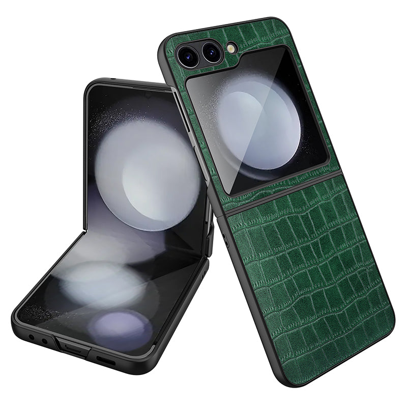 For Samsung Galaxy Z Flip5 5G Case Protective Crocodile Texture PU PC Phone Cover