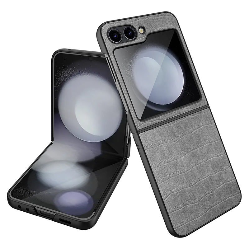 For Samsung Galaxy Z Flip5 5G Case Protective Crocodile Texture PU PC Phone Cover