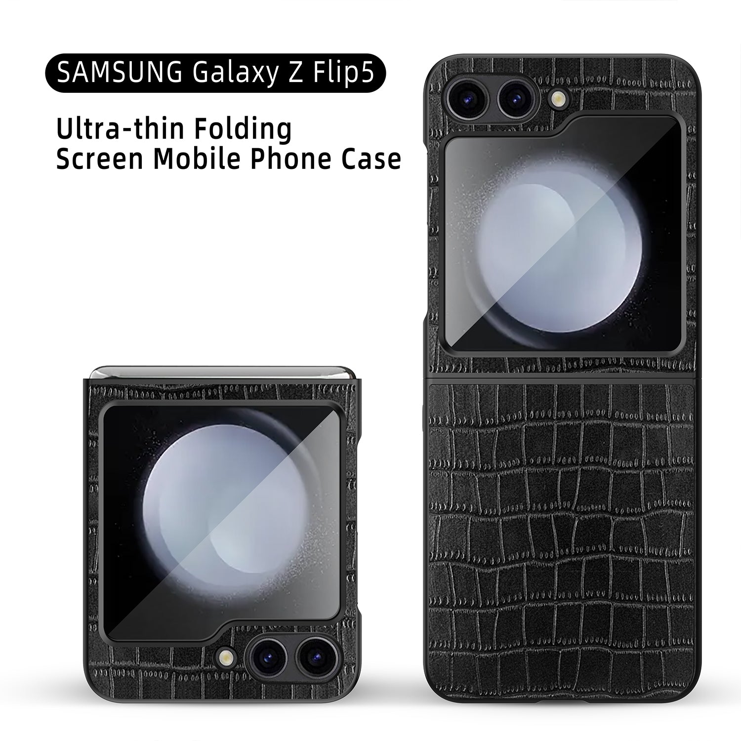 For Samsung Galaxy Z Flip5 5G Case Protective Crocodile Texture PU PC Phone Cover