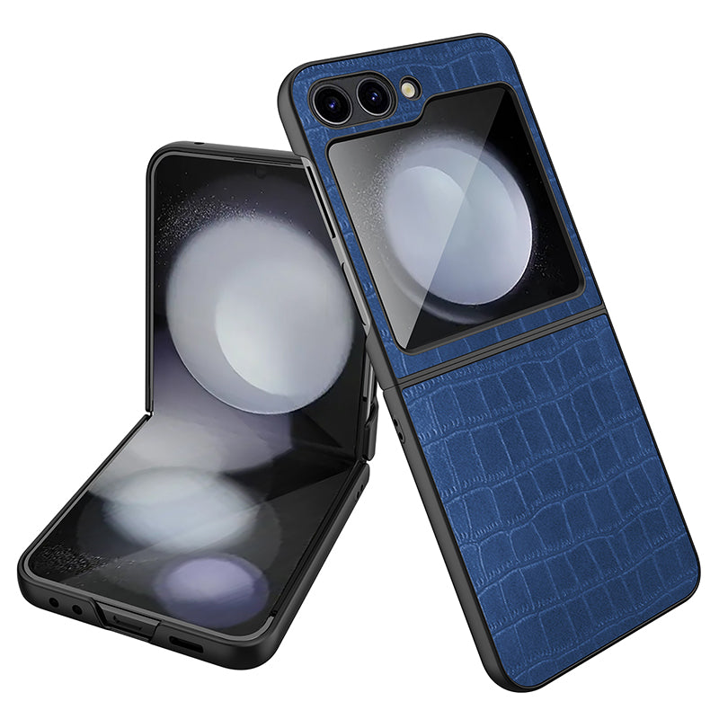For Samsung Galaxy Z Flip5 5G Case Protective Crocodile Texture PU PC Phone Cover