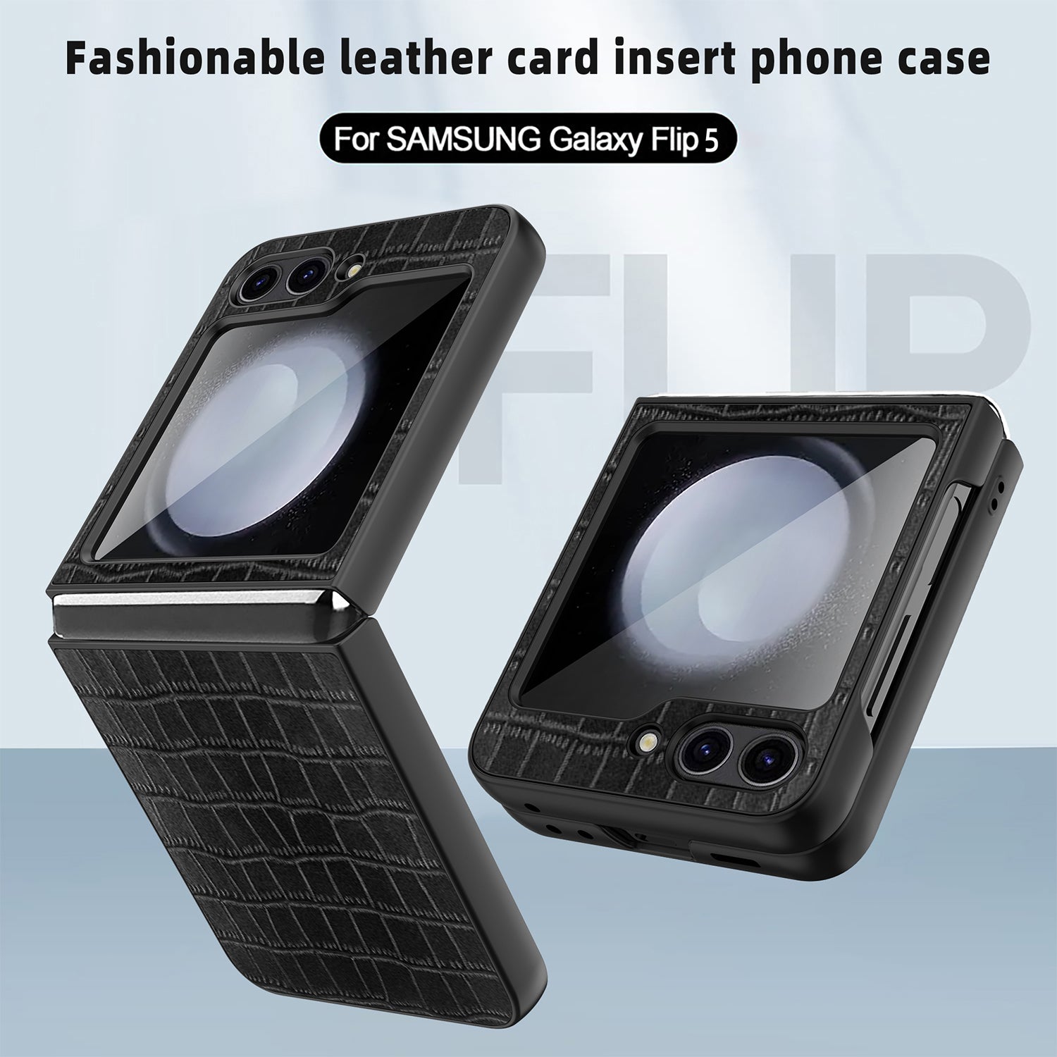For Samsung Galaxy Z Flip5 5G Case Protective Crocodile Texture PU PC Phone Cover