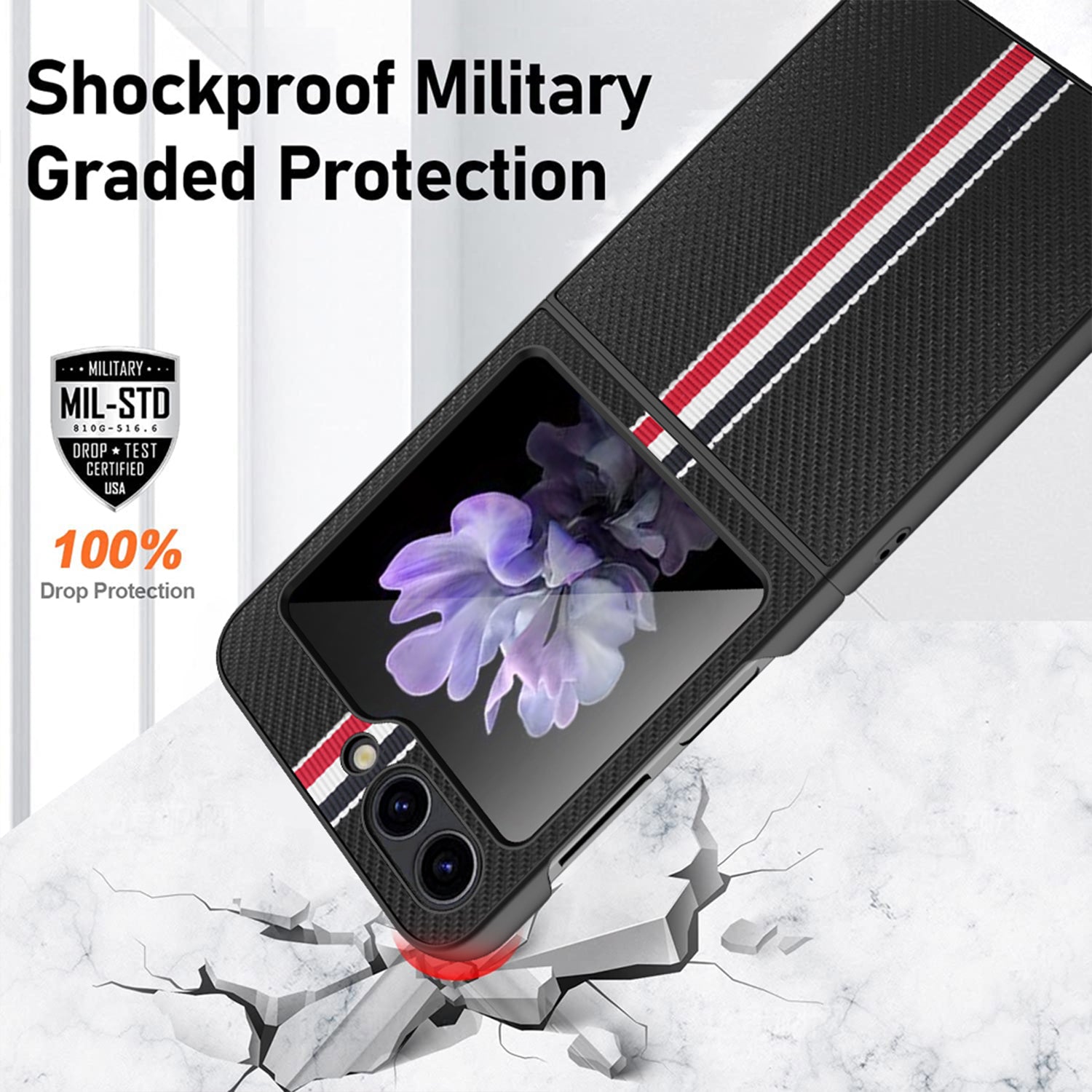 For Samsung Galaxy Z Flip5 5G Slim Case Ribbon Splicing PU PC Phone Case