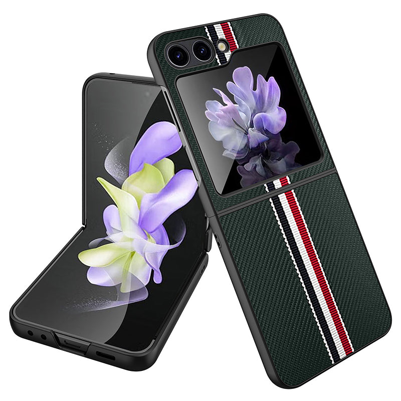 For Samsung Galaxy Z Flip5 5G Slim Case Ribbon Splicing PU PC Phone Case