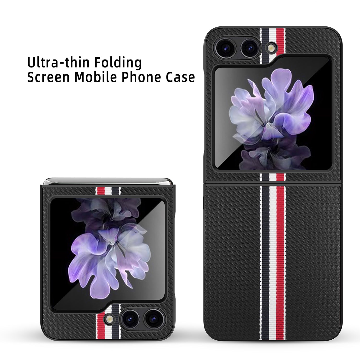 For Samsung Galaxy Z Flip5 5G Slim Case Ribbon Splicing PU PC Phone Case