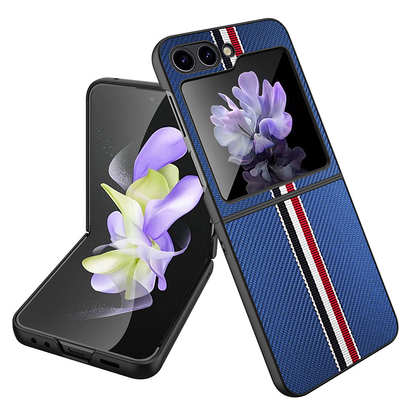 For Samsung Galaxy Z Flip5 5G Slim Case Ribbon Splicing PU PC Phone Case