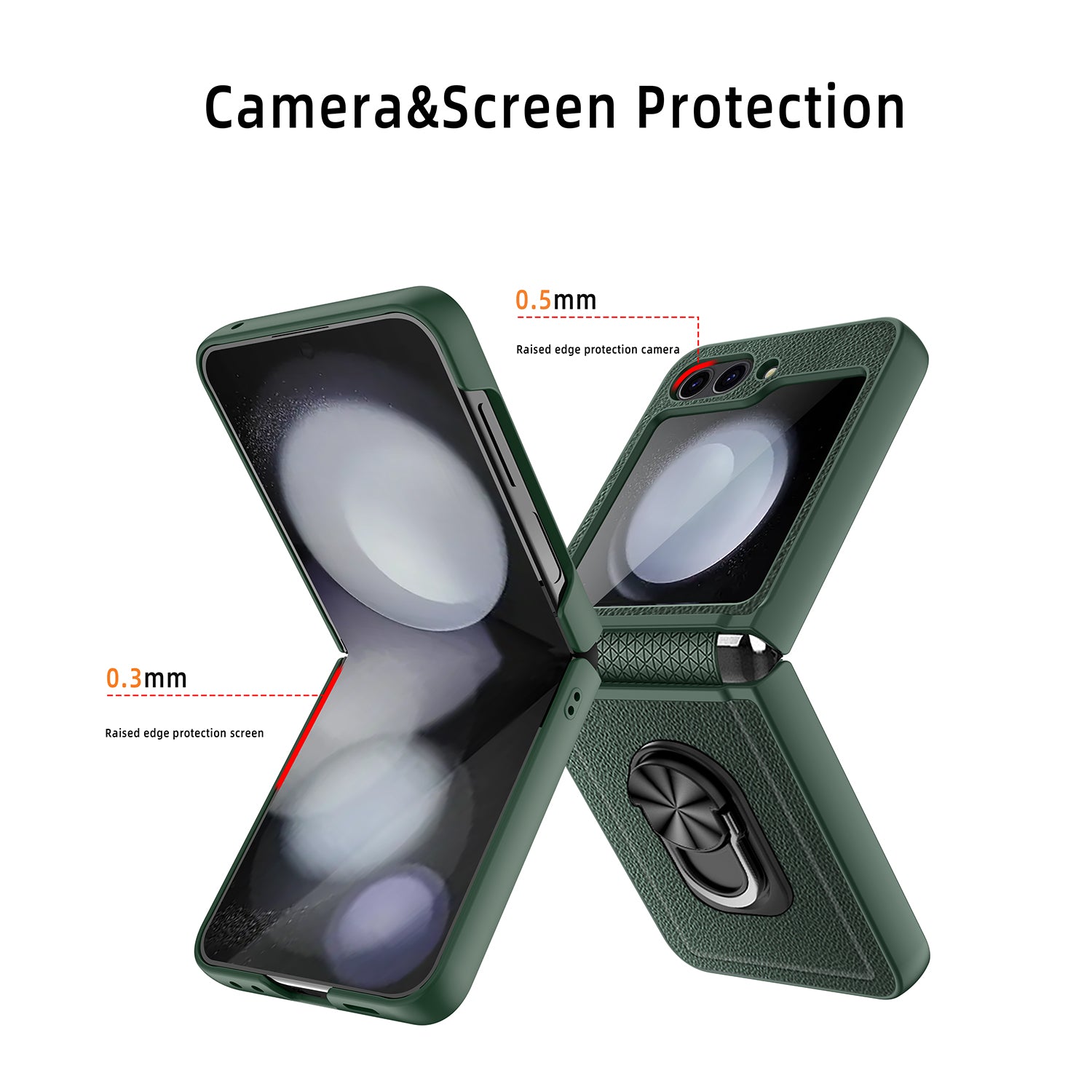 For Samsung Galaxy Z Flip5 5G Case Ring Kickstand Hard PC Phone Protector