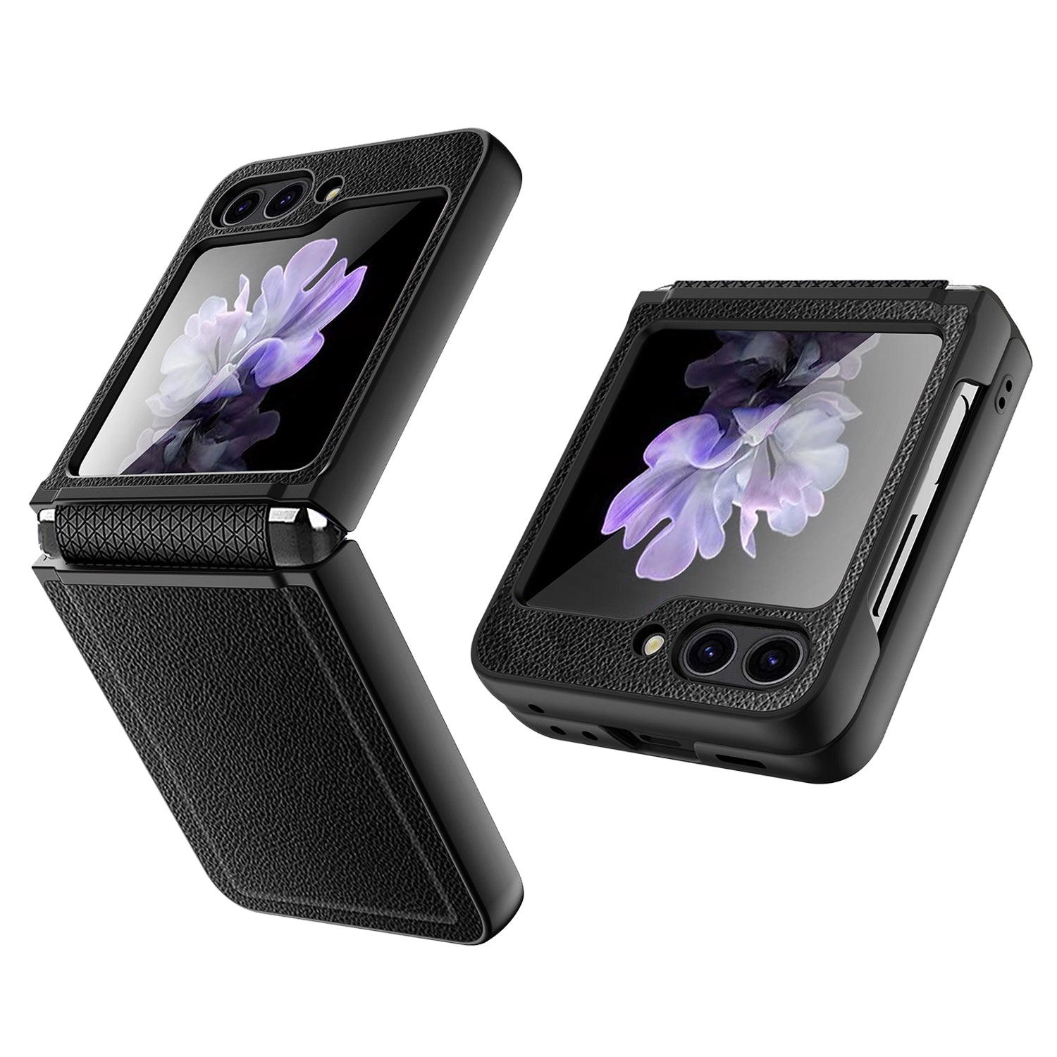 For Samsung Galaxy Z Flip5 5G Case Anti-Drop PU PC Phone Case Built-In Back Screen Glass Film