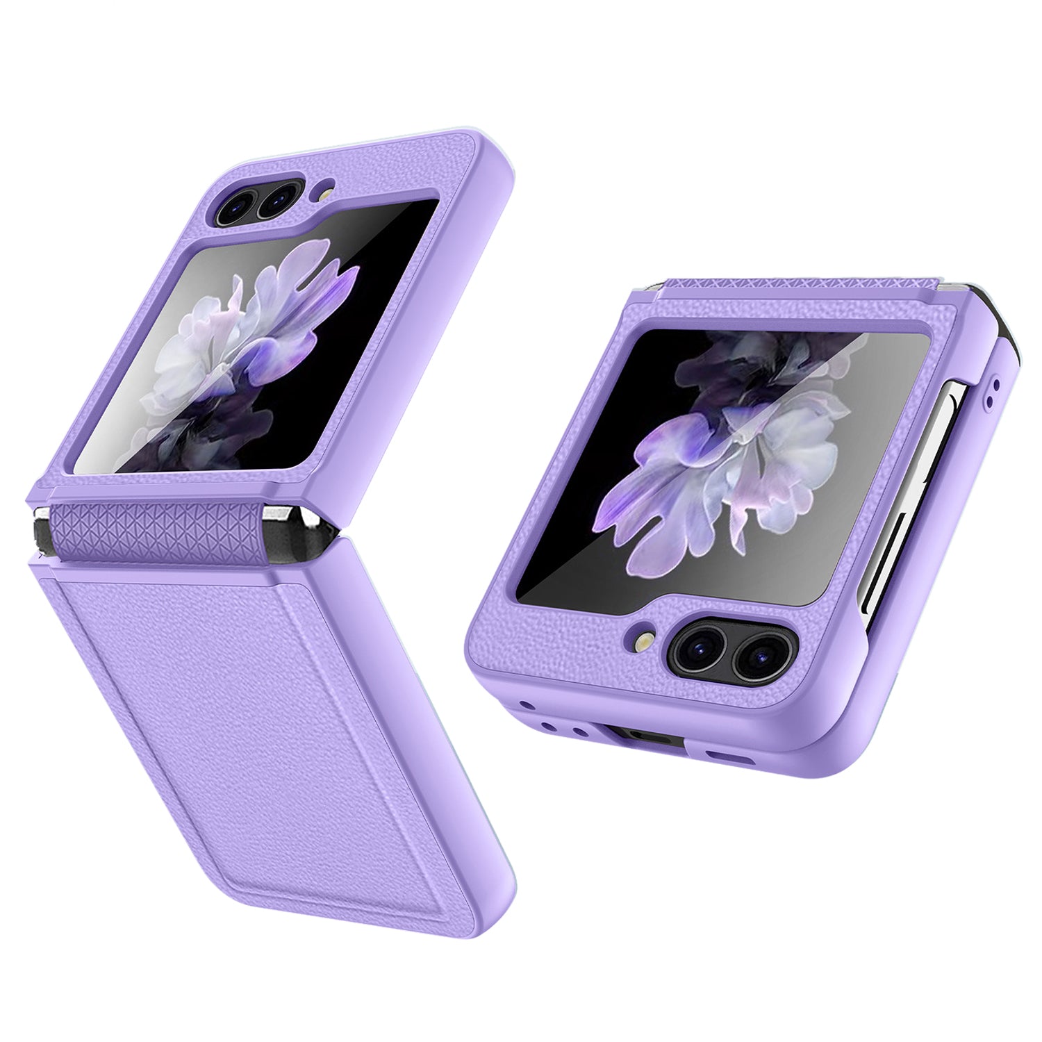 For Samsung Galaxy Z Flip5 5G Case Anti-Drop PU PC Phone Case Built-In Back Screen Glass Film