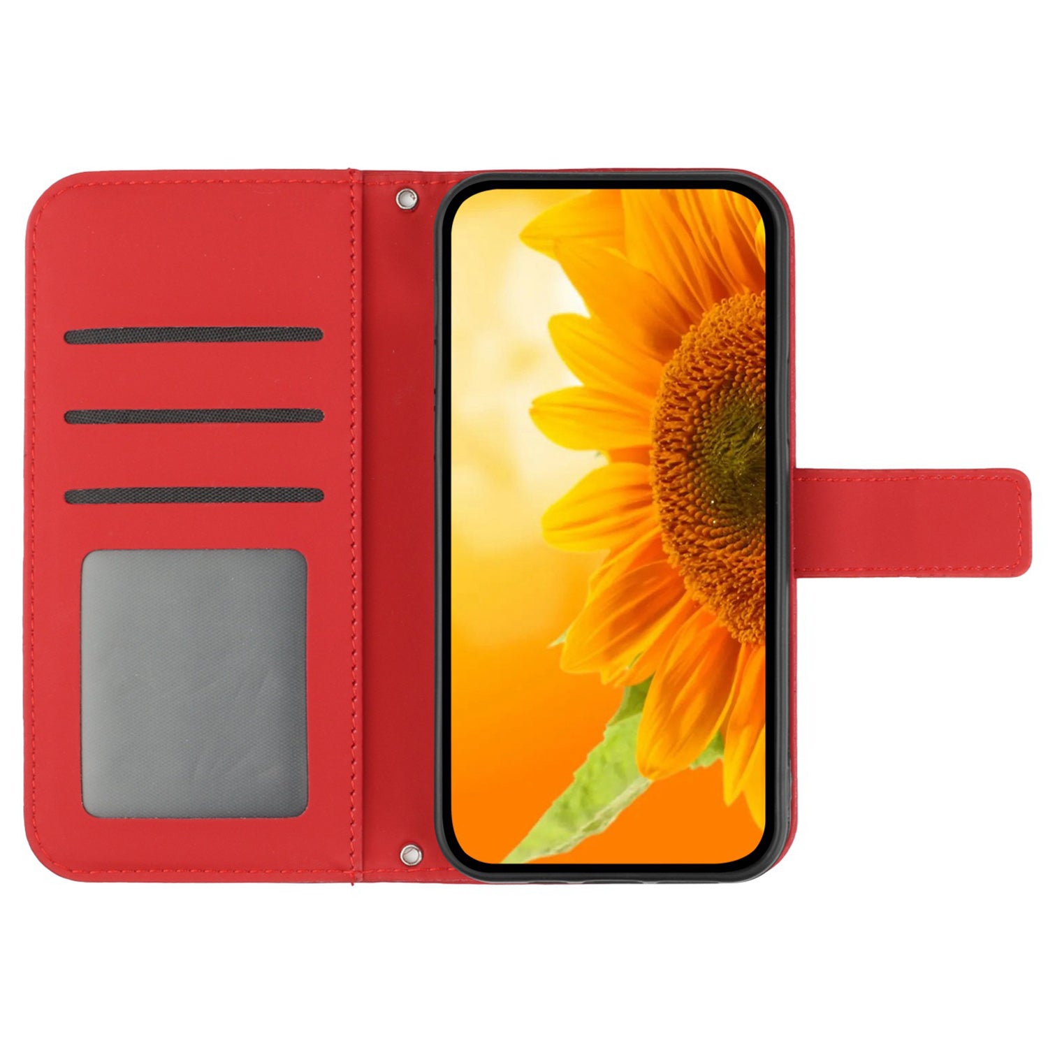 HT04 Leather Wallet Case for Samsung Galaxy A05s 4G Cover Sunflower Imprint Phone Shell with Shoulder Strap