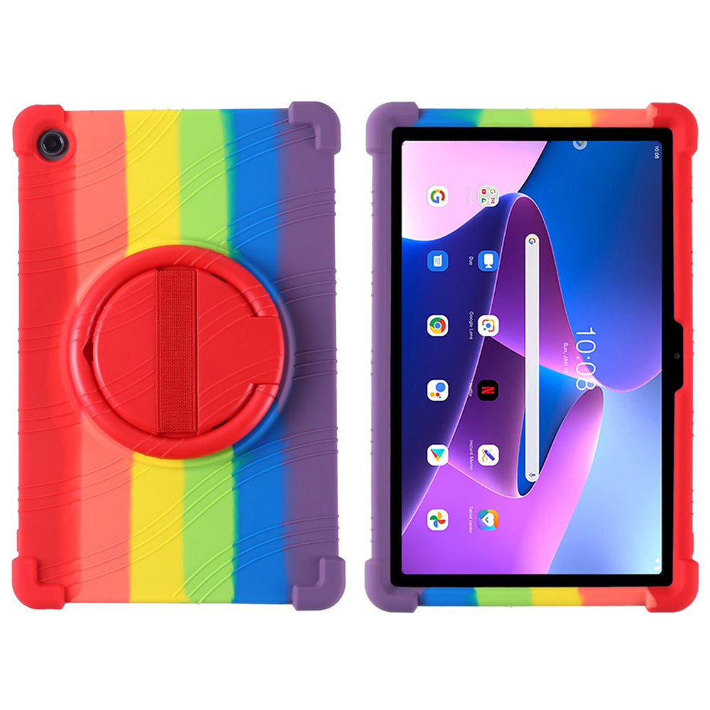 For Lenovo Tab M10 Plus (3rd Gen) Xiaoxin Pad 2022 10.6 inch 125FU 128FU Silicone Protective Cover Rotary Hand Grip Kickstand Shockproof Tablet Case