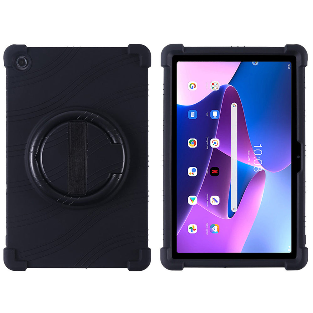 For Lenovo Tab M10 Plus (3rd Gen) Xiaoxin Pad 2022 10.6 inch 125FU 128FU Silicone Protective Cover Rotary Hand Grip Kickstand Shockproof Tablet Case