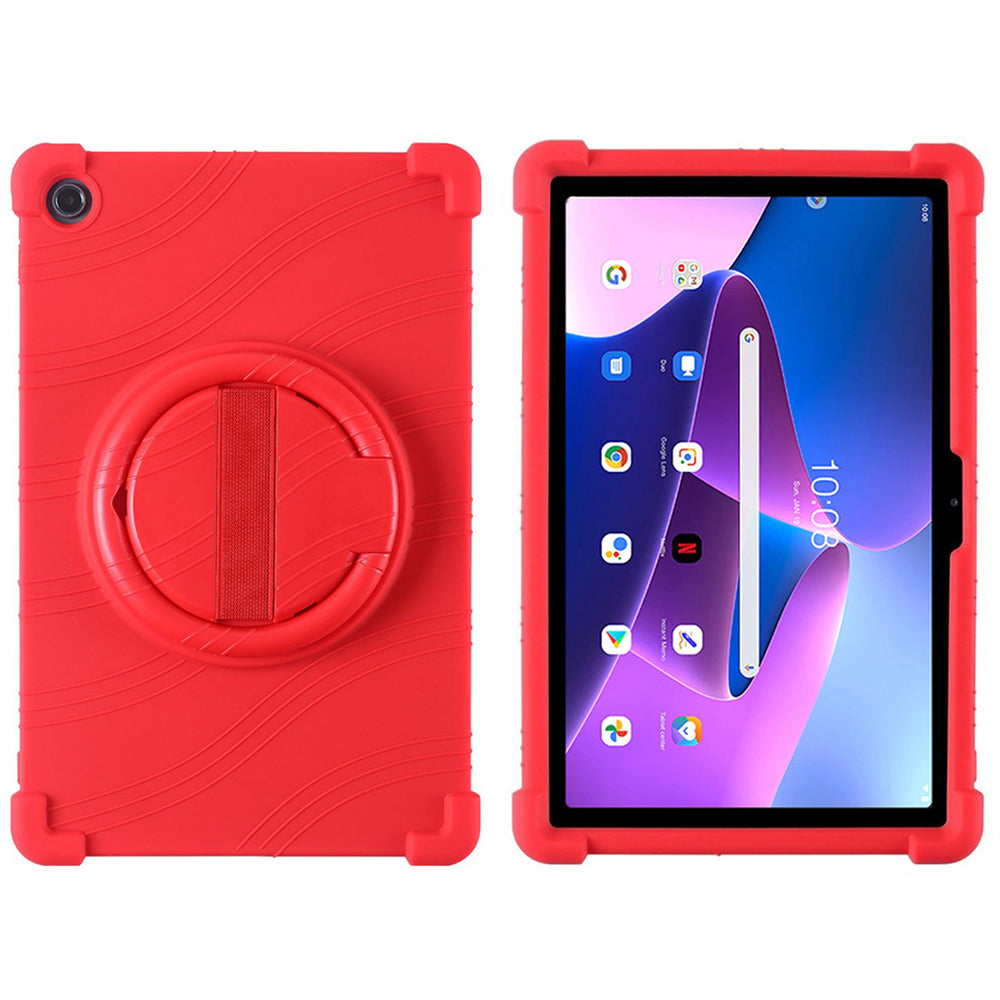 For Lenovo Tab M10 Plus (3rd Gen) Xiaoxin Pad 2022 10.6 inch 125FU 128FU Silicone Protective Cover Rotary Hand Grip Kickstand Shockproof Tablet Case