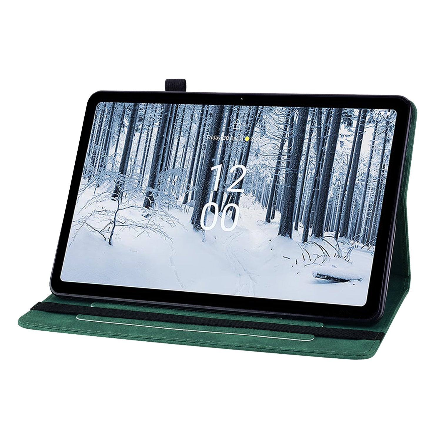 For Nokia T21 Zipper Pocket PU Leather Case Elastic Band Closure Stand Card Holder Tablet Cover