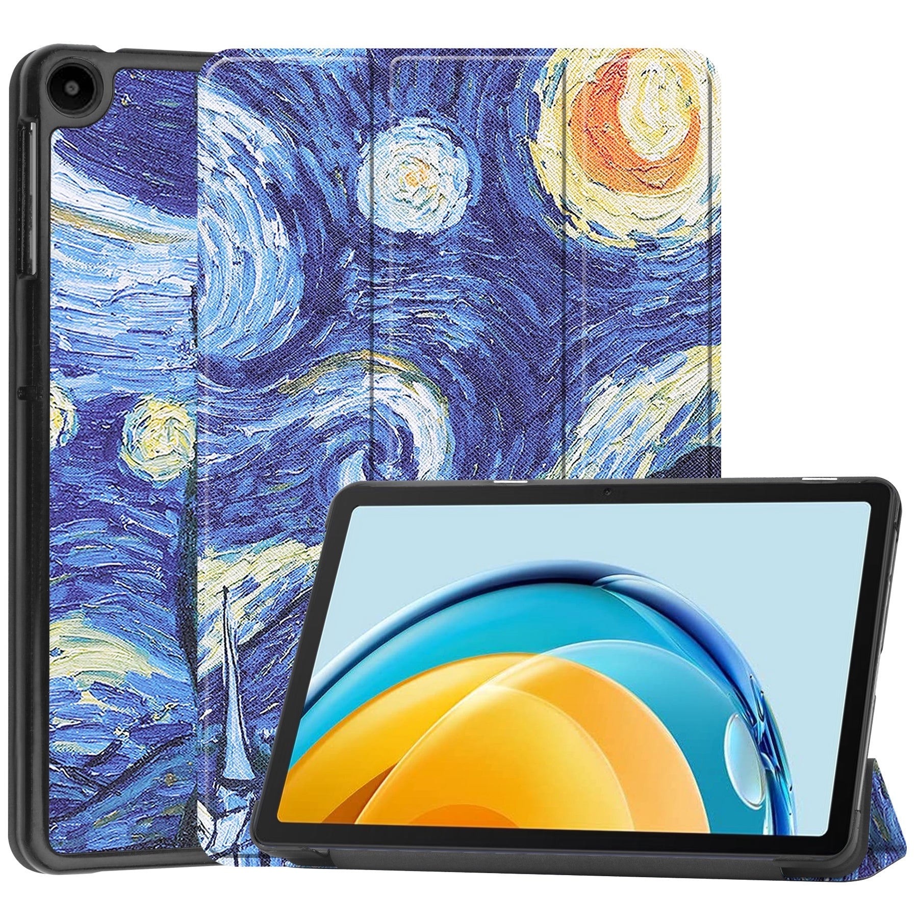 For Huawei MatePad SE 10.4-inch Trifold Stand Auto Sleep Wake Tablet Cover Pattern Printing PU Leather Folio Anti-scratch Tablet Case