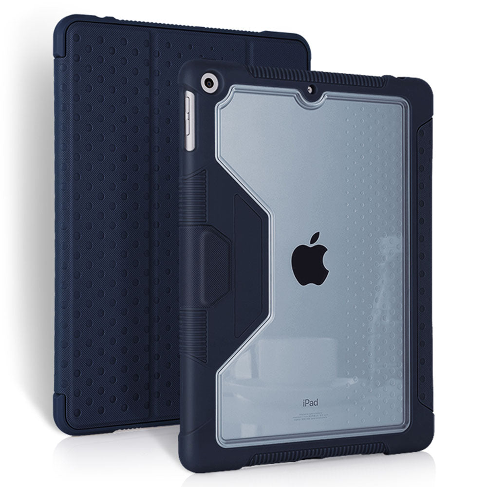 Leather Case for iPad 10.2 (2021) (2019) (2020) Tri-fold Stand Pen Slot TPU PC Transparent Tablet Case