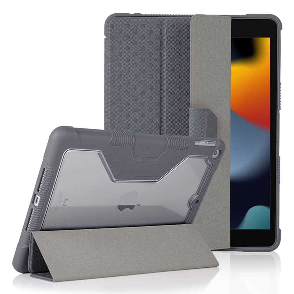 Leather Case for iPad 10.2 (2021) (2019) (2020) Tri-fold Stand Pen Slot TPU PC Transparent Tablet Case