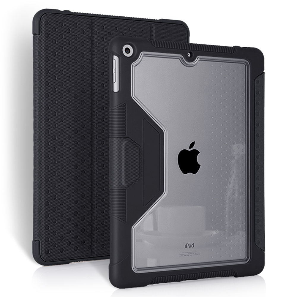Leather Case for iPad 10.2 (2021) (2019) (2020) Tri-fold Stand Pen Slot TPU PC Transparent Tablet Case