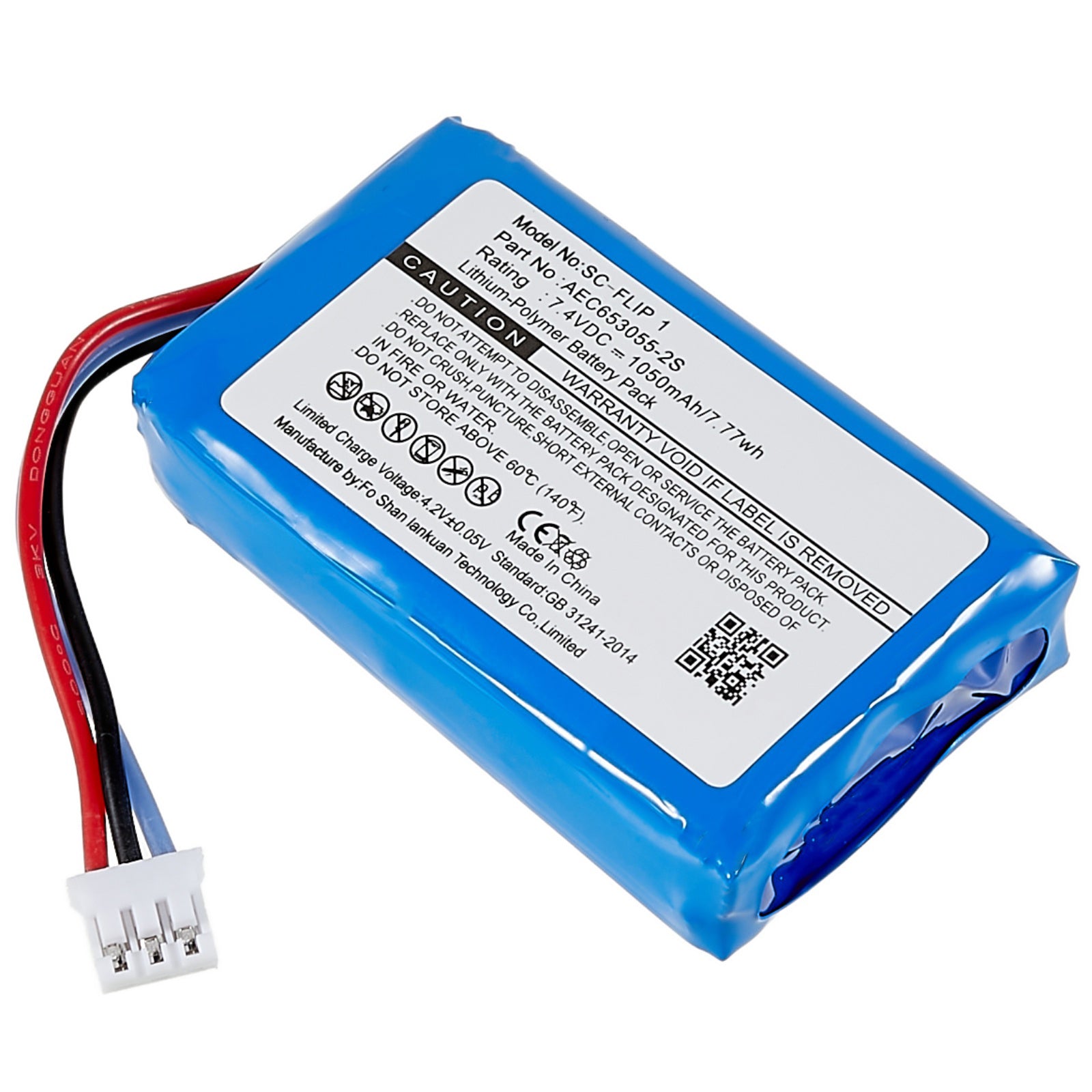 For JBL Flip 1 Speaker Battery 7.40V 1050mAh Lithium-ion Polymer Battery Replacement Part (Encode: AEC653055-2S) (without Logo)