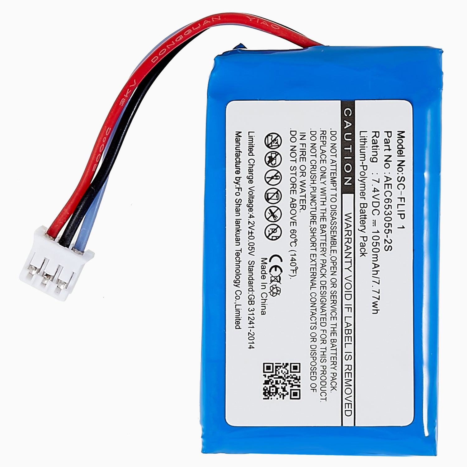 For JBL Flip 1 Speaker Battery 7.40V 1050mAh Lithium-ion Polymer Battery Replacement Part (Encode: AEC653055-2S) (without Logo)