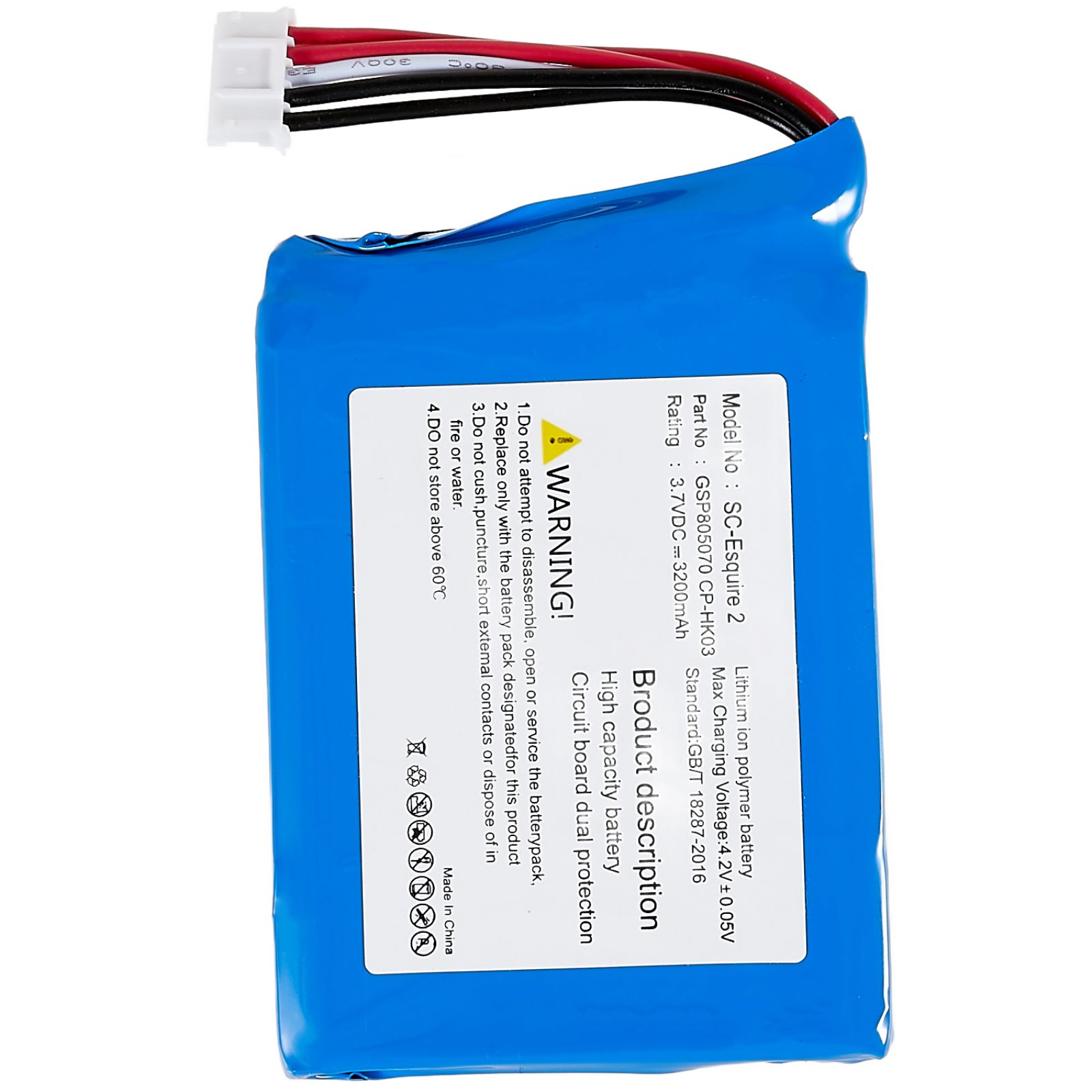 For Harman Kardon Esquire 2 Speaker Battery 3.7V 3200mAh Lithium-ion Polymer Battery Replacement Part (Encode: GSP805070 CP-HK03) (without Logo)
