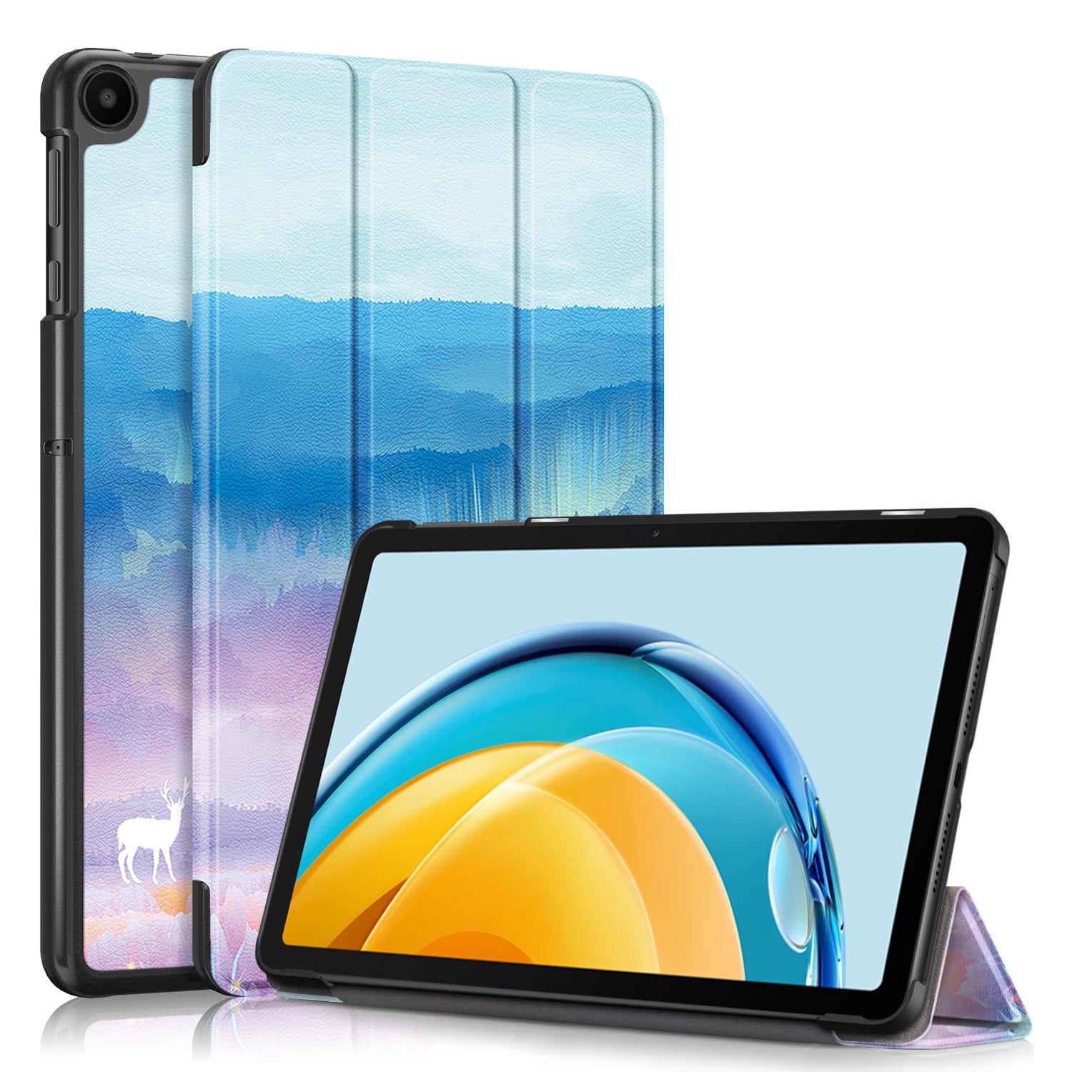 PU Leather Case for Huawei MatePad SE 10.4-inch Pattern Printing Tri-fold Stand Tablet Cover