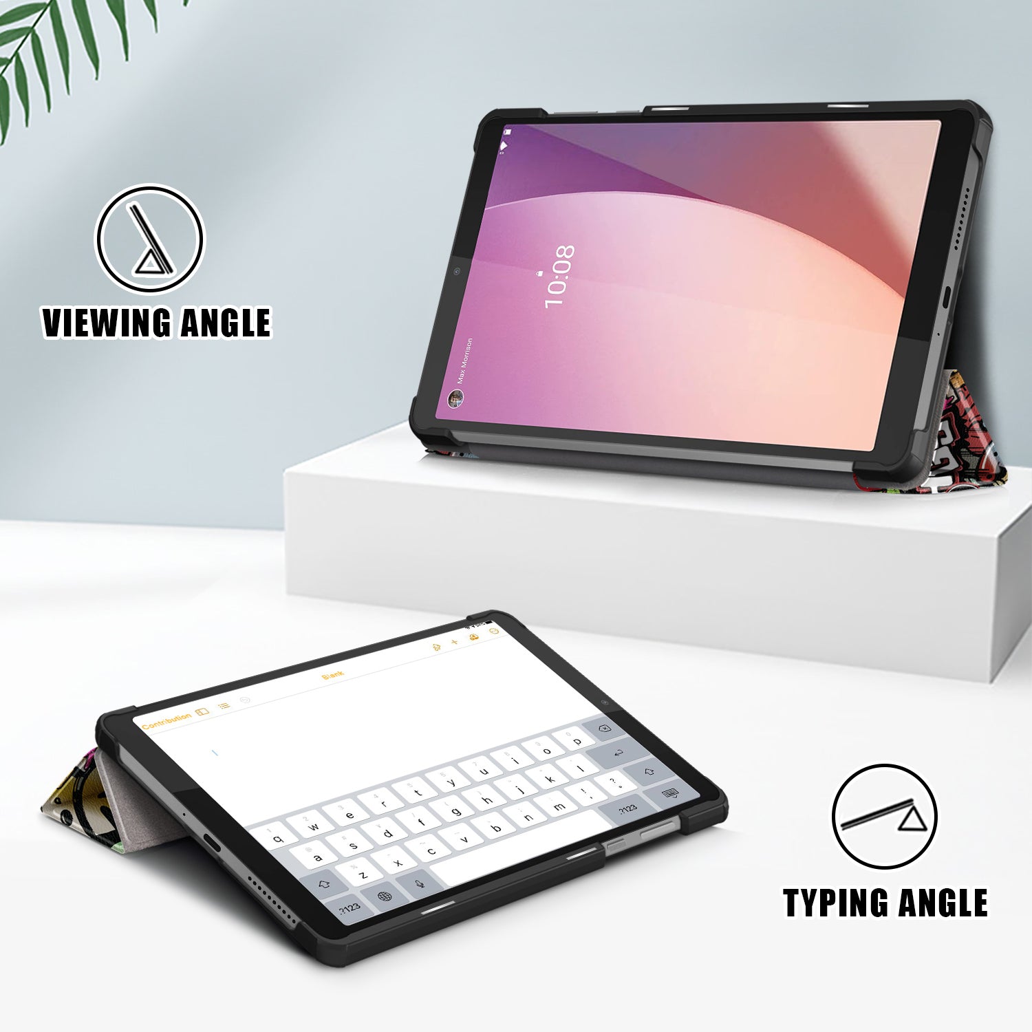 Pattern Printing Tablet Case for Lenovo Tab M8 Gen 4 TB-300FU Tri-fold Stand Tablet PU Leather Cover