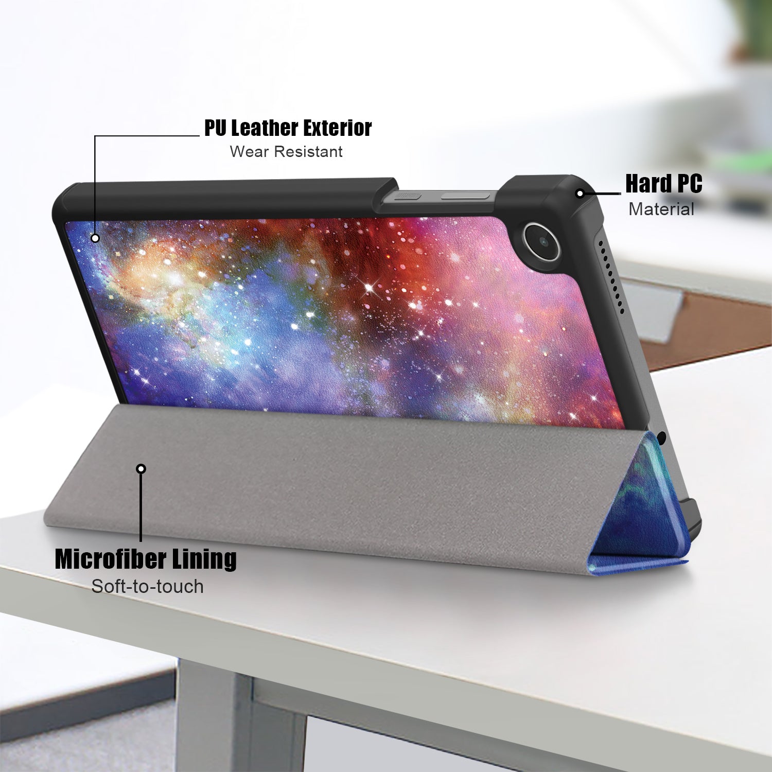 Pattern Printing Tablet Case for Lenovo Tab M8 Gen 4 TB-300FU Tri-fold Stand Tablet PU Leather Cover